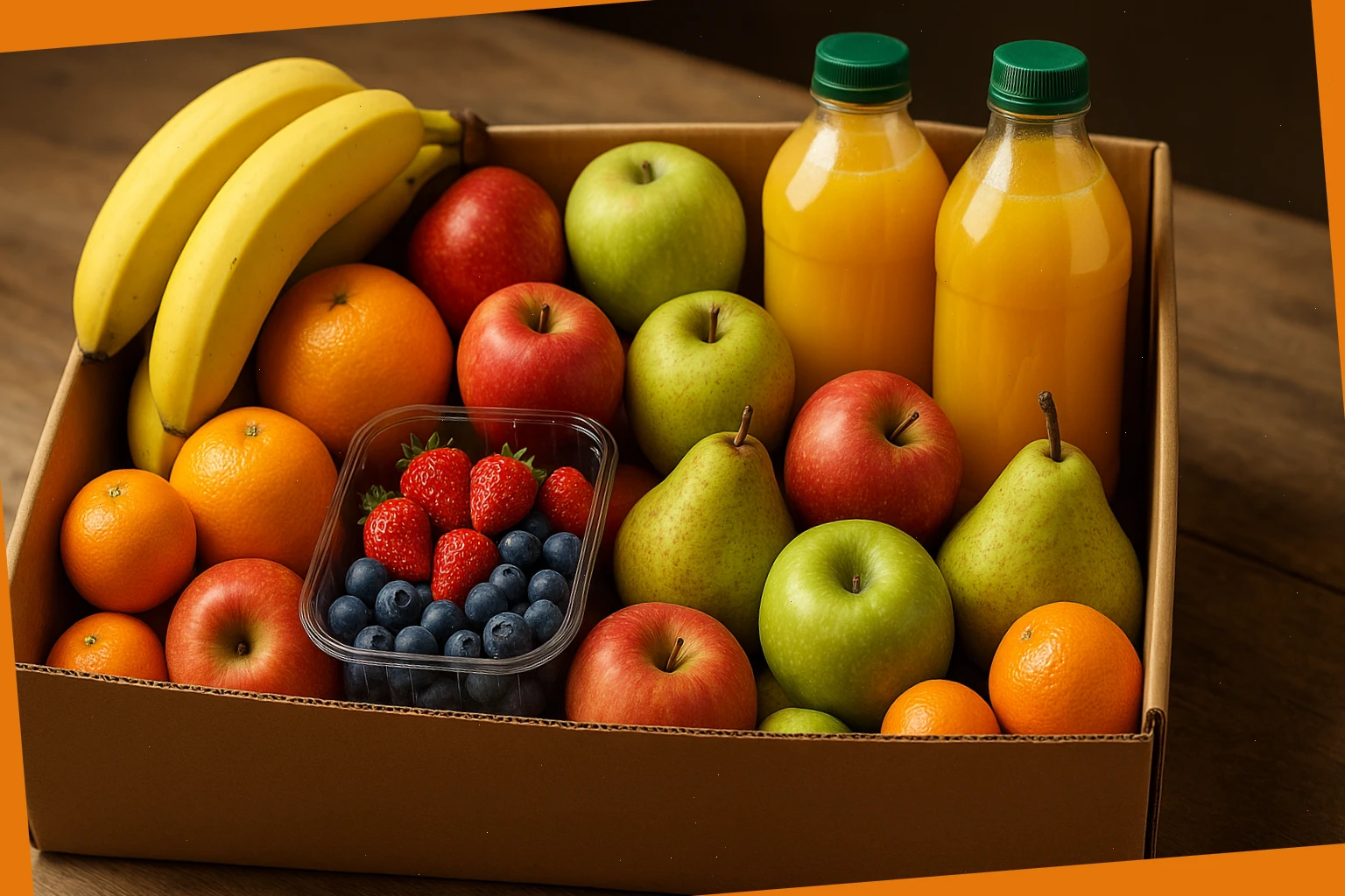 Family plus fruit box with larger portions and juices